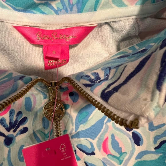 Lilly Pulitzer Skipper Cropped Popover In Zanzibar Blue Party Princess NEW🔥 - Picture 8 of 8